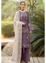Georgette Violet Party Wear Embroidery Work Pakistani Suit